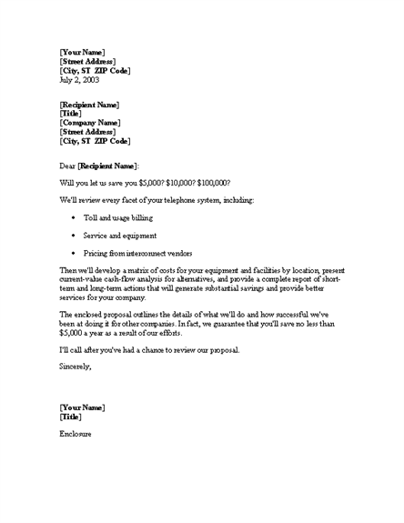 Cover letter for proposal business