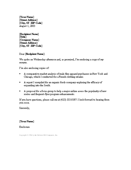 Free template for cover letter