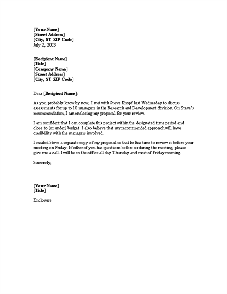 Cover letter for proposal business