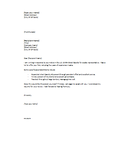 cover letter in response to ad short cover letters templates