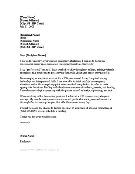 Entry-level Cover Letter Cover Letters Templates