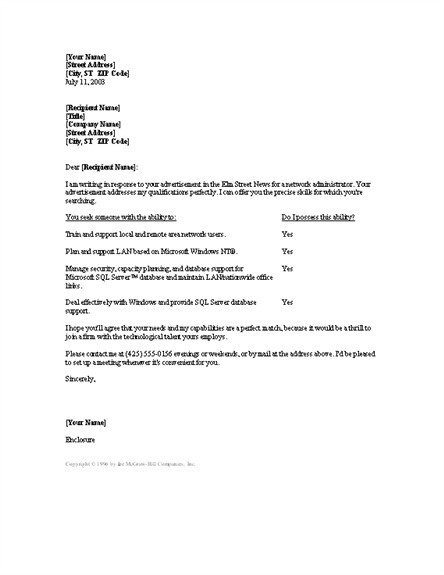network administrator cover letter cover letters templates