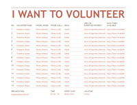 Volunteer Registation And Sign-up Sheet Template