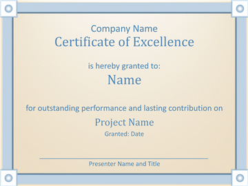 Employee Award Certificate Of Excellence Template